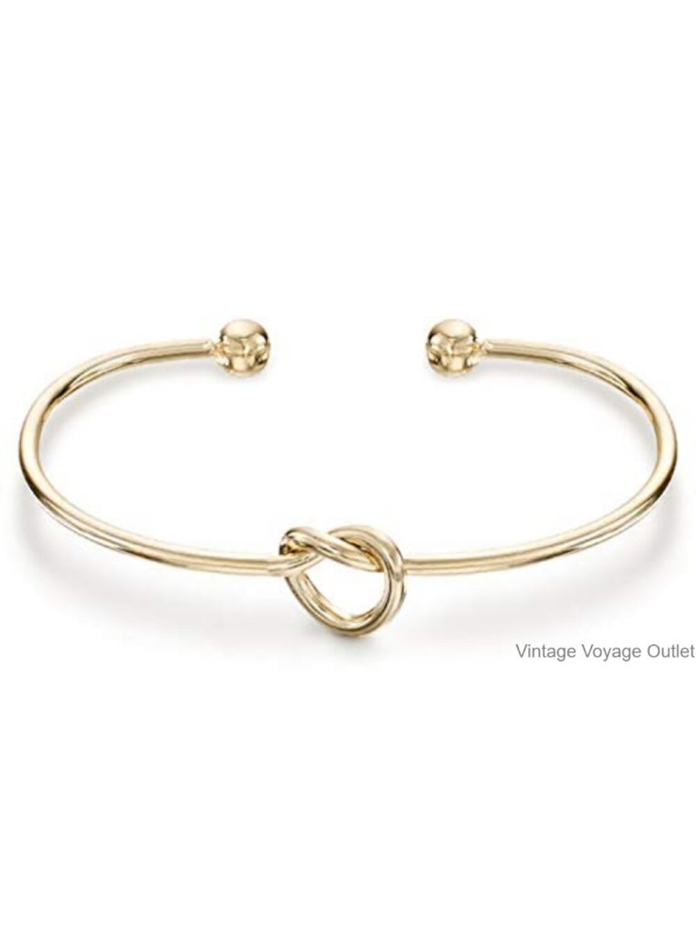 14K Gold Plated Love Knot Infinity Bangle Bracelet Adjustable